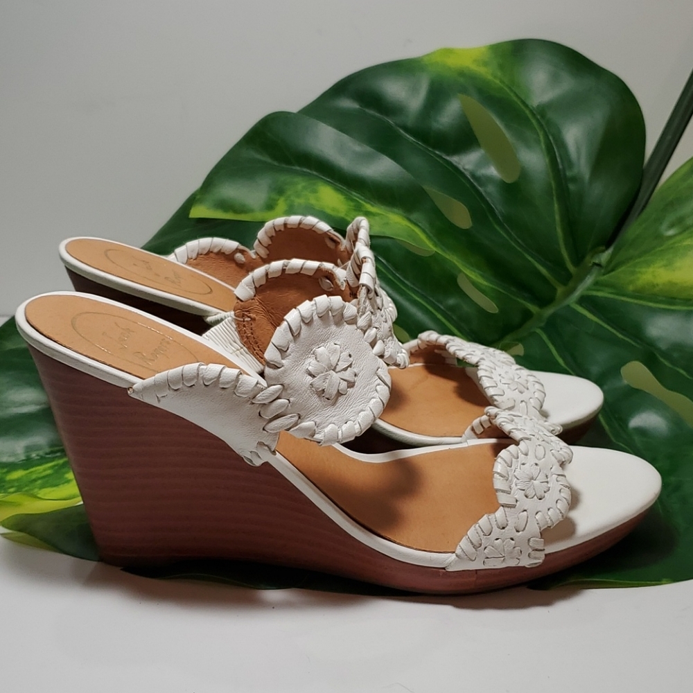 Jack Rogers Lauren Mid Wedge Sandal White 8M